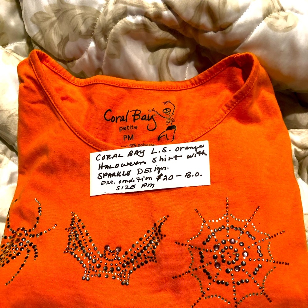 Orange top with spiderweb bats